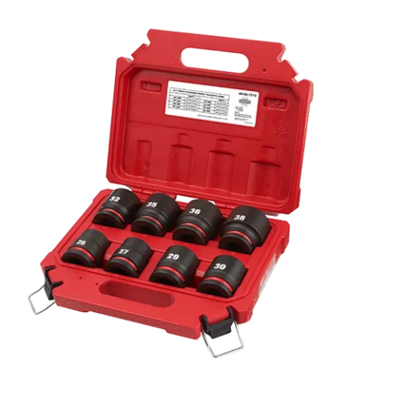 Milwaukee 49-66-7019 Shockwave 8-Piece Shallow 3/4″ Metric SAE Impact Socket Set