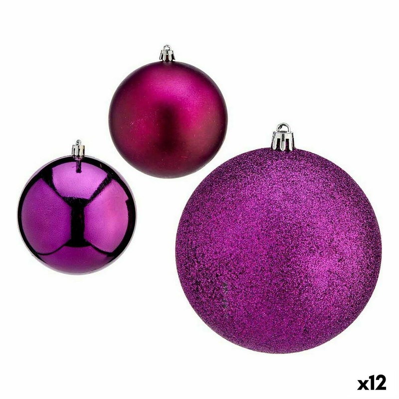 Set di palline di Natale Viola Plastica 10 x 13 x 10 cm (12 Unit)