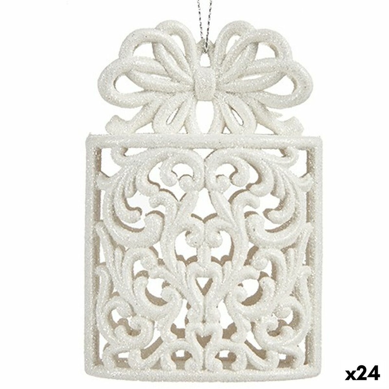 Decorazione Natalizia Pacco Regalo Bianco Plastica Porporina 7,4 x 12 x 4 cm (24 Unit)