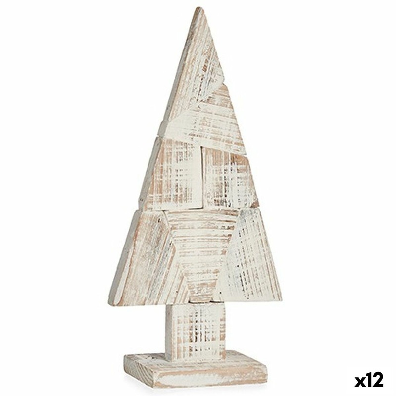 Statua Decorativa Albero di Natale Bianco Naturale Legno 9 x 41,5 x 20 cm (12 Unit)