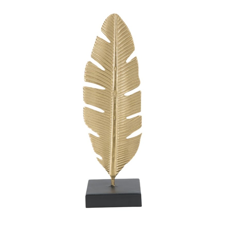 Scultura Elegante con Porta Candela Foglia cm 10x10x34