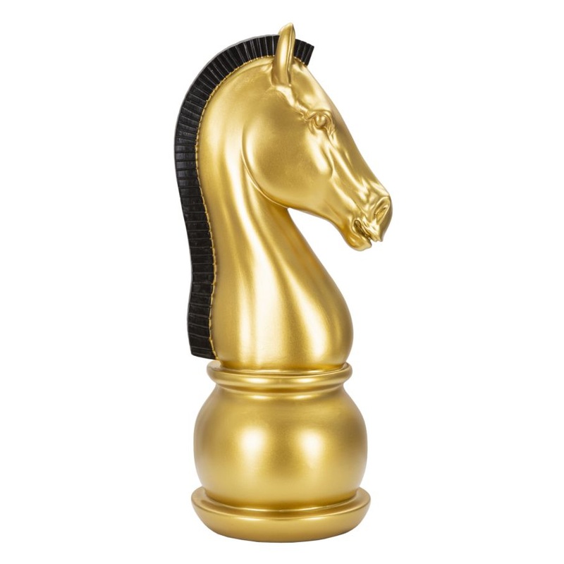 Cavallo Scacchiera in Oro e Nero – Eleganza da Esposizione 18,5×50 cm