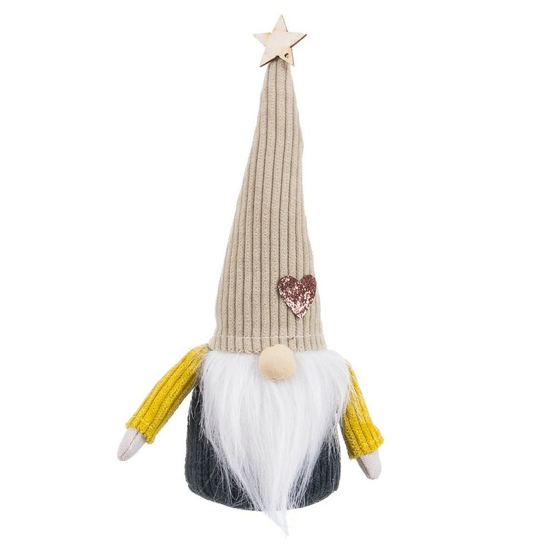 Decorazione Natalizia Verde Beige Sabbia Tessuto Babbo Natale 20 cm