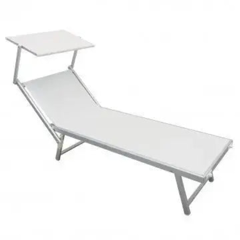 Lettino Jesolo Bianco: Alluminio Resistente, cm 183/189x61x38