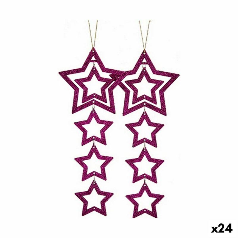 Set di Addobbi di Natale Stella Fucsia 19 x 0,2 x 23 cm (24 Unit)