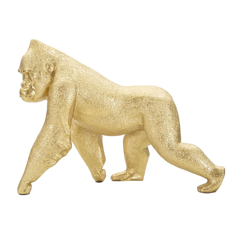 Statua Decorativa di Gorilla in Finitura Dorata – 29,7×11,5×21,8 cm