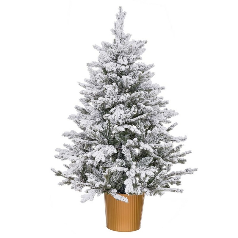 Albero di Natale Dorato Polietilene Nevoso 82 x 82 x 120 cm