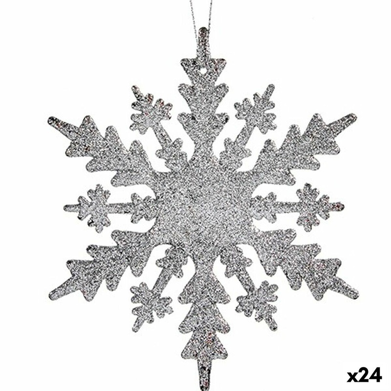 Decorazione Natalizia Fiocchi di neve Argentato Plastica Porporina 15 x 15 x 0,2 cm (24 Unit)