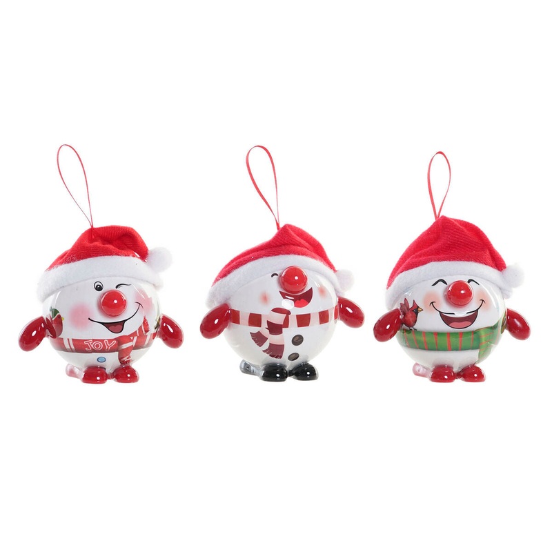 Palla di Natale DKD Home Decor Rosso Bianco PVC Pupazzo di Neve (3 Unit)