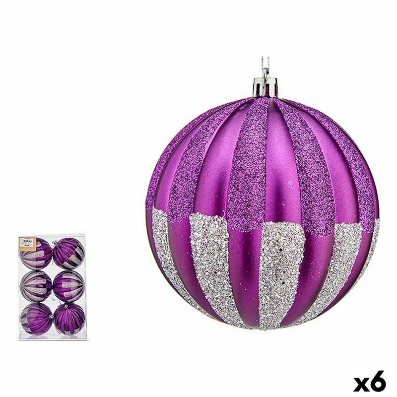 Set di palline di Natale 10 cm Viola Argentato PVC (6 Unit)
