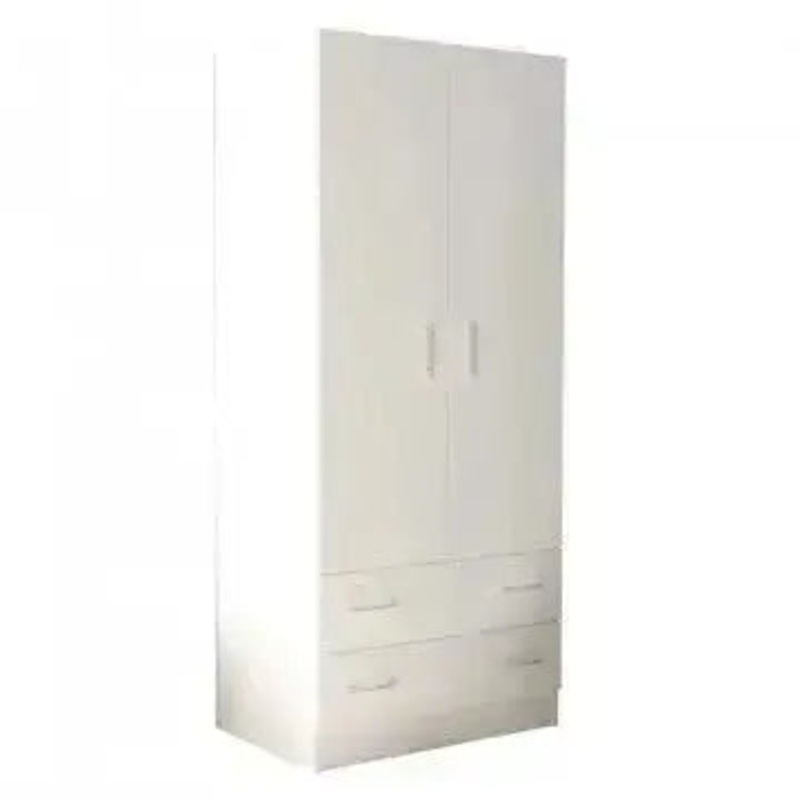 Armadio Bianco con 2 Ante e Due Cassetti POP, cm 80x52x180