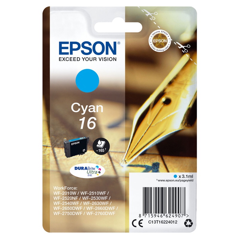 Cartuccia ad Inchiostro Originale Epson C13T16224012 Ciano