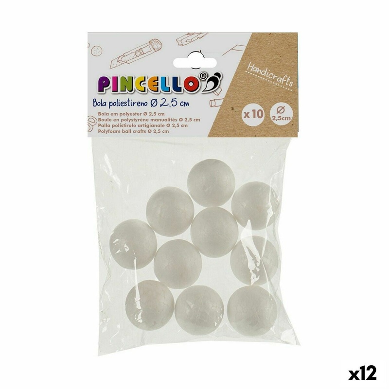 Materiale per Lavori Fai da Te Palle polistirene  2,5 cm Bianco 12 Unit