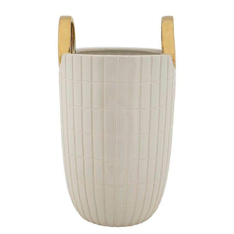 Vaso Elegante in Ceramica con Dettagli Dorati –  18×25 cm