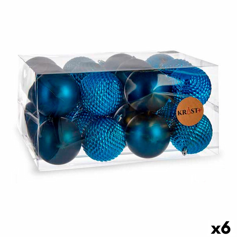 Set di palline di Natale Azzurro Plastica  8 cm (6 Unit)