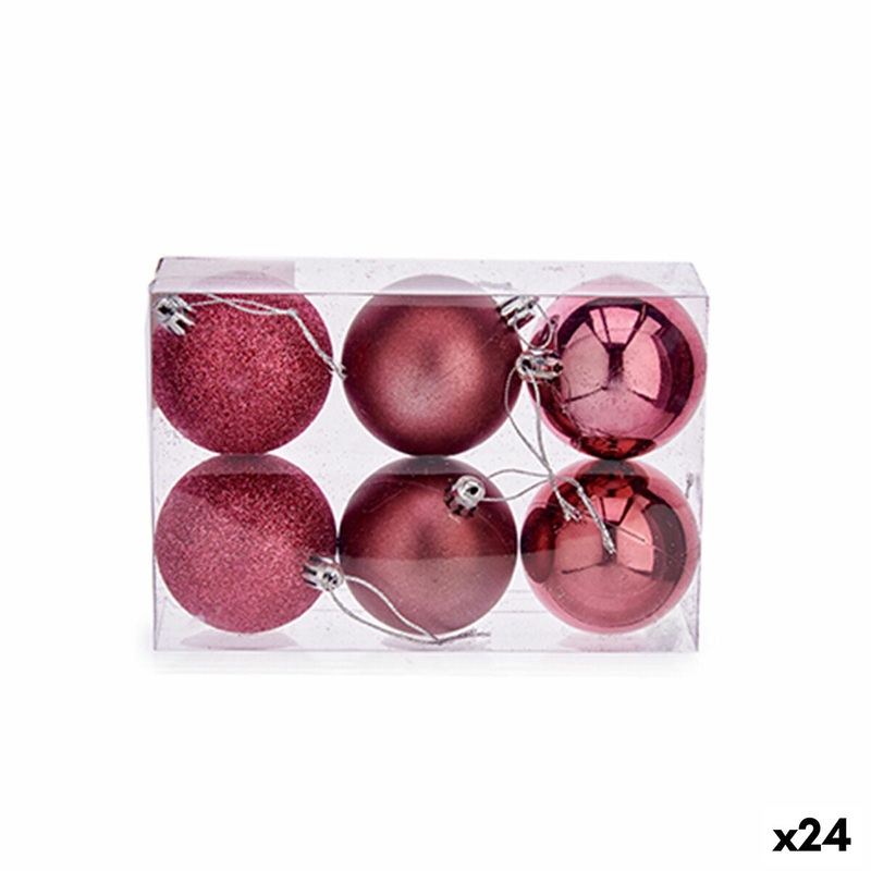 Set di palline di Natale Rosa PVC  8 cm (24 Unit)