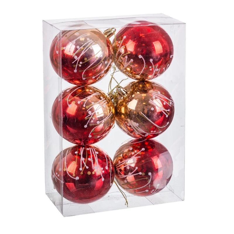 Palle di Natale Rosso Plastica  8 cm 24 X 8 X 16 CM (6 Unit)