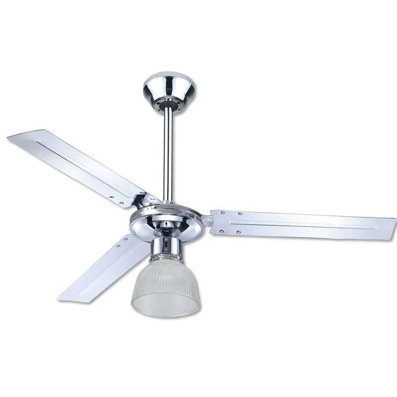 Ventilatore da soffitto cromato con luce