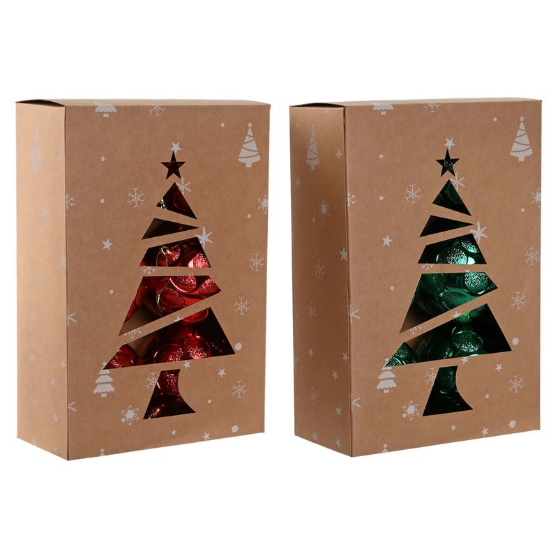 Palle di Natale Home ESPRIT Rosso Verde PVC 20 x 10 x 30 cm (2 Unit)