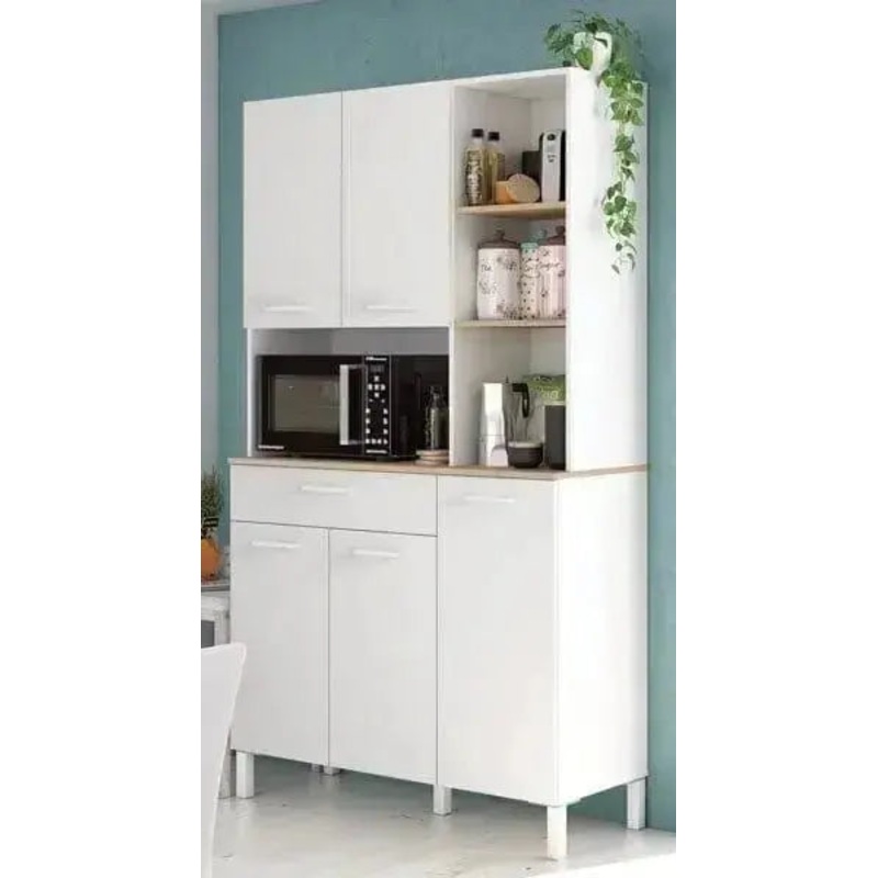 Armadio da cucina bianco artik/canadian con 5 ante, 1 cassetto e 3 ripiani