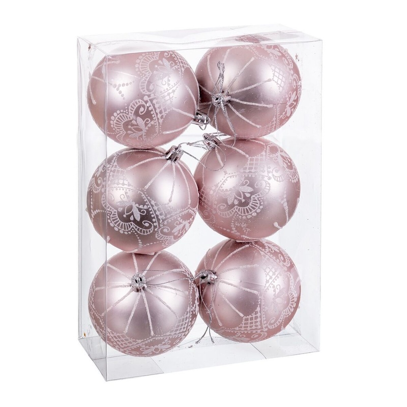 Palle di Natale Rosa Plastica 8 cm (6 Unit) TKH73387988701