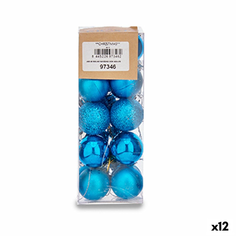 Set di palline di Natale  3 cm Azzurro Plastica (12 Unit)
