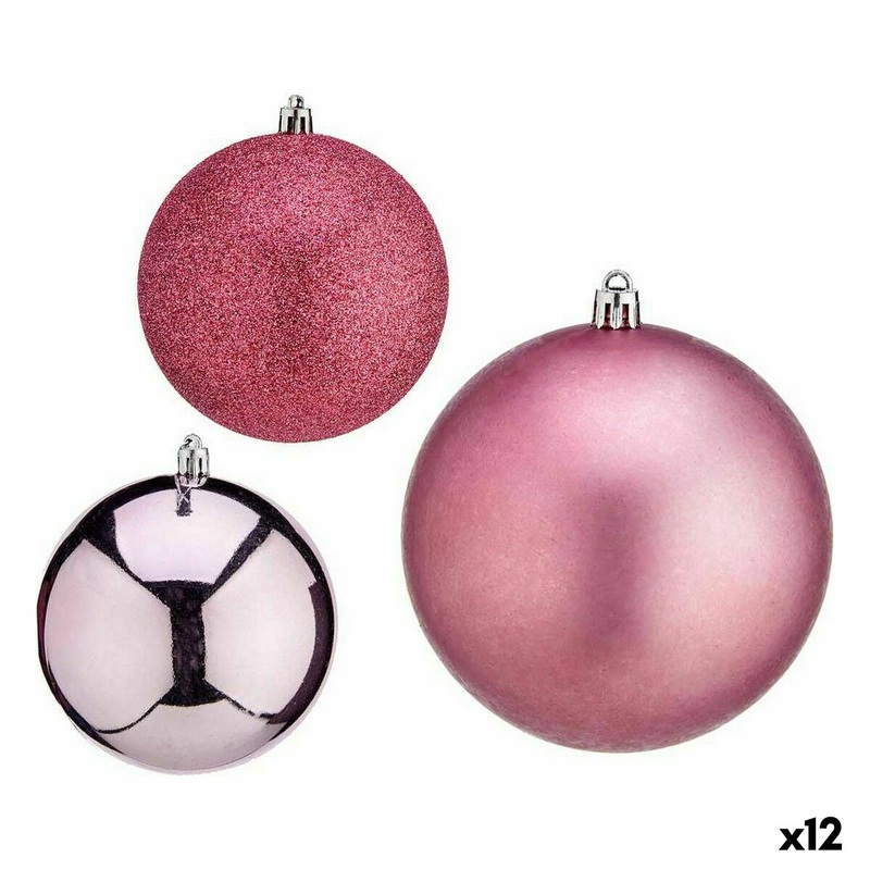 Set di palline di Natale Rosa Plastica 10 x 11 x 10 cm (12 Unit) TKH73387989264