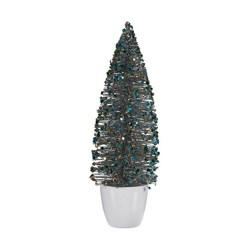 Albero di Natale Medio 10 x 33 x 10 cm Azzurro Dorato Plastica