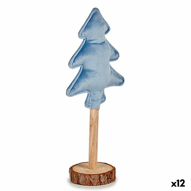 Albero di Natale Poliestere Azzurro Legno 9,5 x 32 x 13 cm (12 Unit)