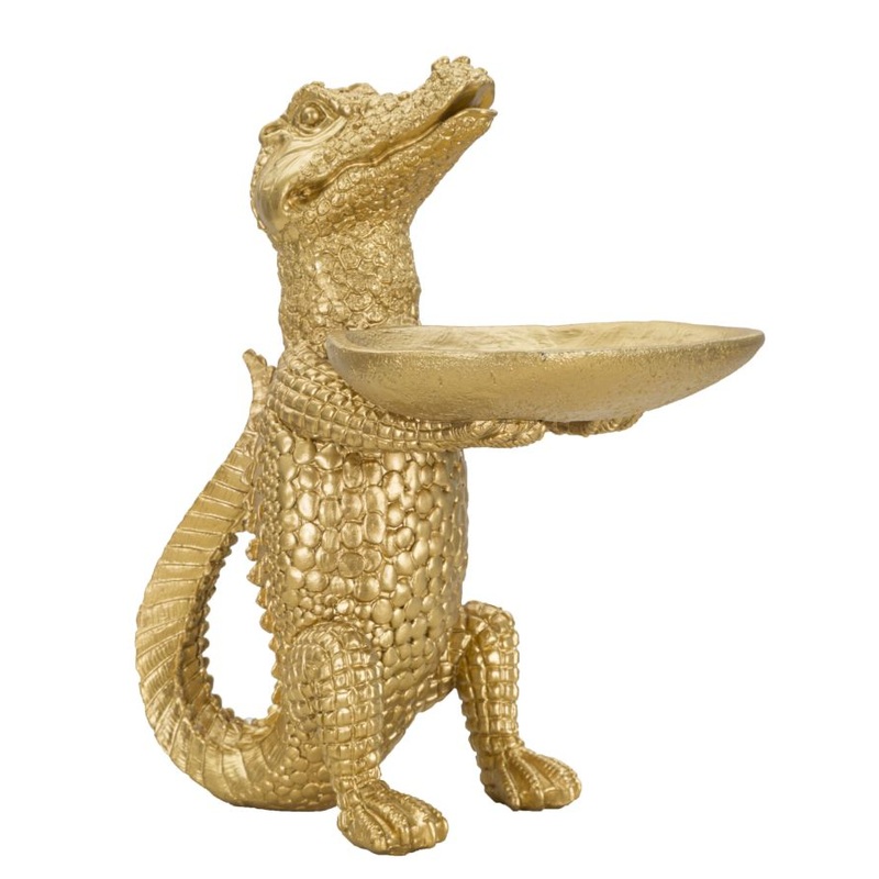 Vassoio Svuotatasche Coccodrillo Dorato 23×15,25×26,60 cm