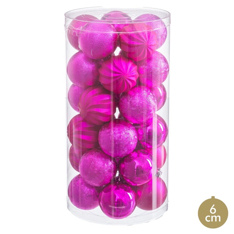 Palle di Natale Fucsia Plastica  6 cm (30 Unit) TKH73387988299