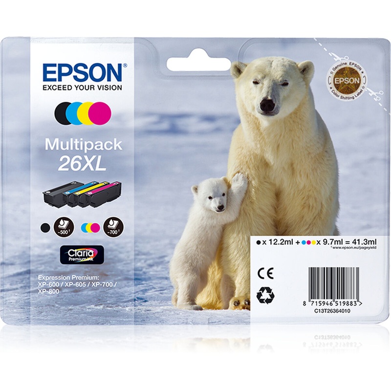 Cartuccia ad Inchiostro Originale Epson 26XL Nero TKH73387977017
