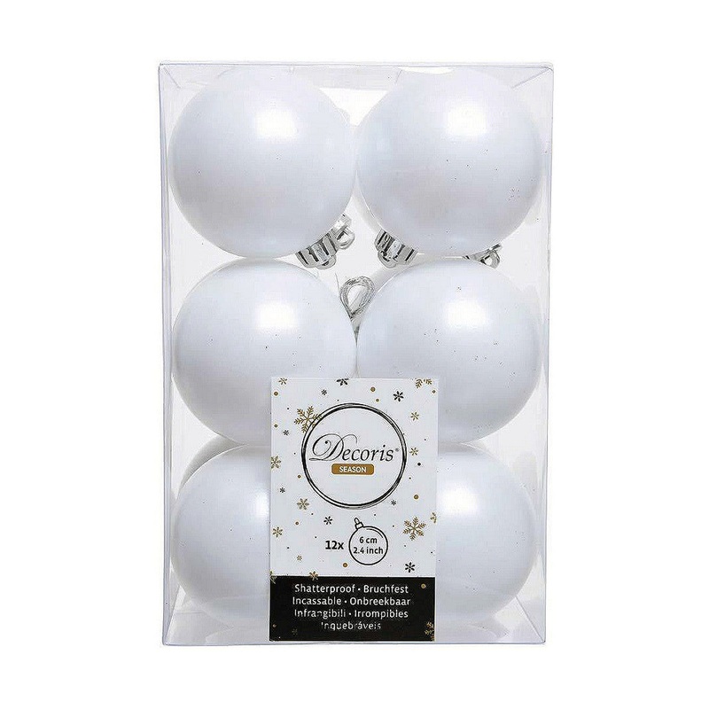 Palle di Natale Decoris 12 Unit Bianco Plastica  6 cm