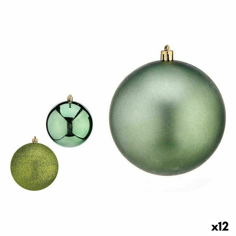 Set di palline di Natale Verde Plastica 10 x 11 x 10 cm (12 Unit)
