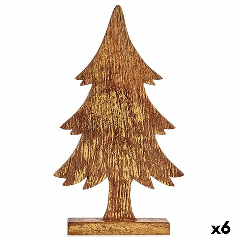 Statua Decorativa Albero di Natale Dorato Legno 5 x 39 x 22 cm (6 Unit)