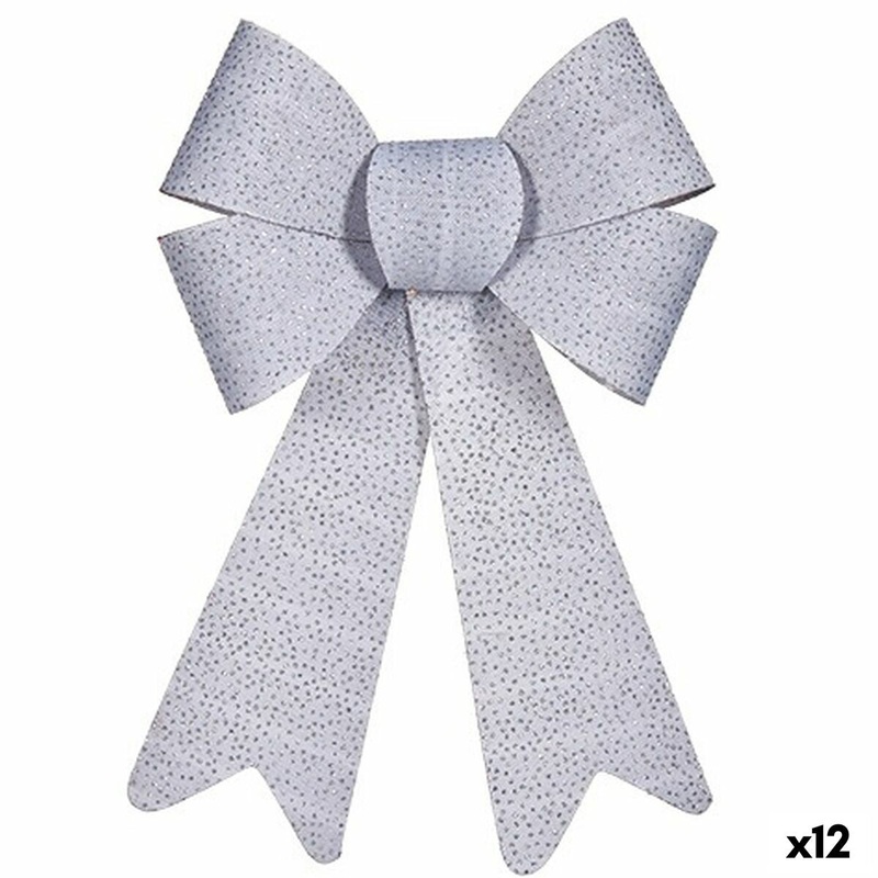 Fiocco Decorazione Natalizia Punti Argentato PVC 16 x 24 x 4 cm (12 Unit)