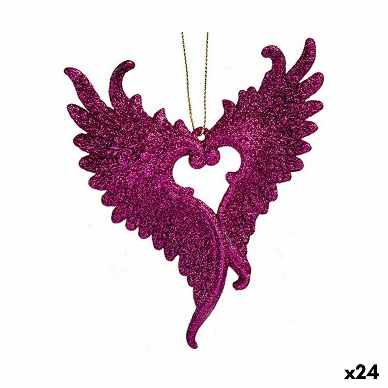 Decorazione Natalizia Ali d’Angelo Fucsia Plastica Porporina 12 x 13 x 2,5 cm (24 Unit)