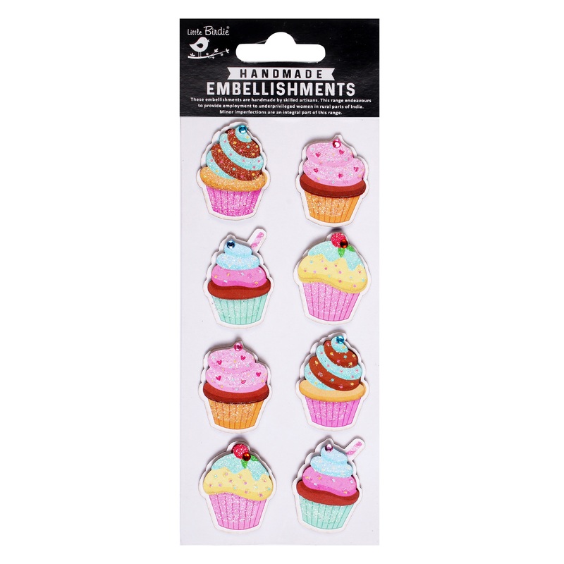 Handmade Stickers – Cupcake Delight, 8pc, 1 Sheet