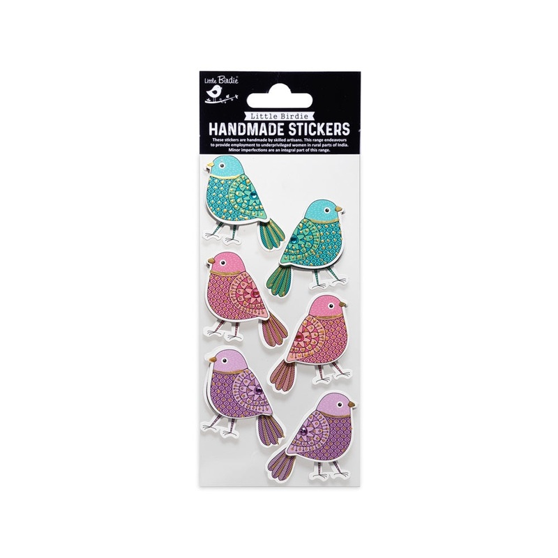 Handmade Stickers – Doodle Bird, 6pc, 1 Sheet