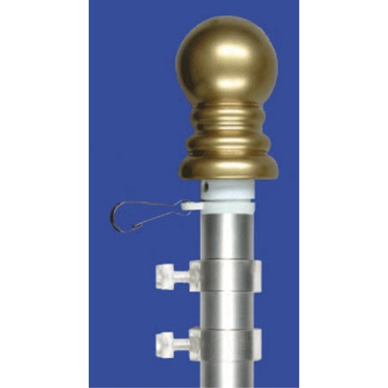 9′ Two Piece Aluminum Flagpole with Gold Ball