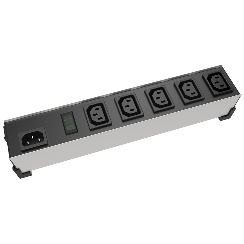 Heavy Duty Power Bar, 11.75, IEC 5-Outlet, 230VAC, 10A
