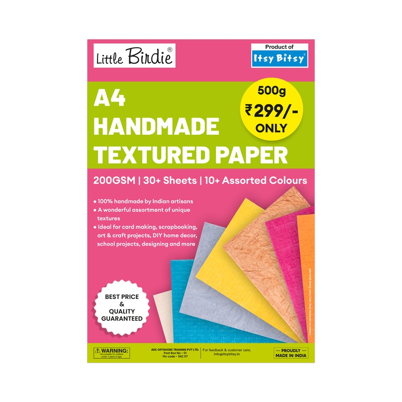 Textured Paper A4 200gsm Assorted Colour 30 Sheets – 1 Pack