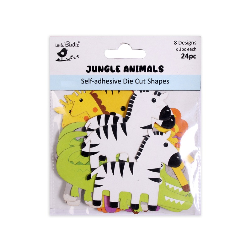 Self – Adhesive Die Cut Shapes – Jungle Animals, 24pc, 1 Sheet