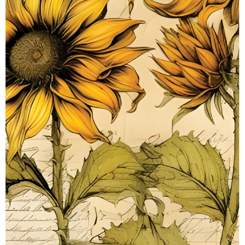 Printed Cardstock |  12 X 12inch |  Vintage Sunflower | 250gsm | 1Sheet
