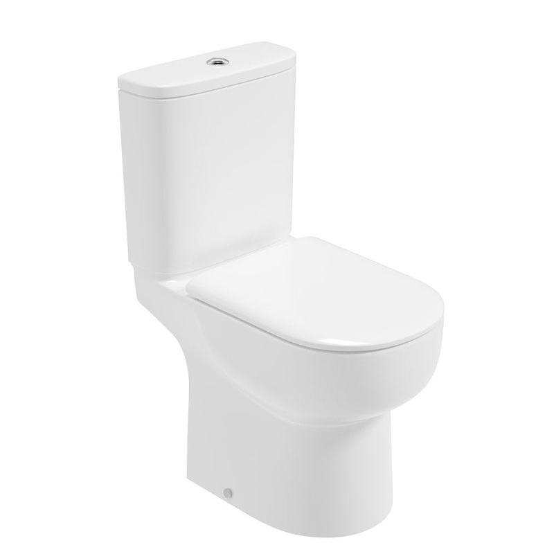 VIA Rimless Comfort Height Open Back Closed Coupled WC & Sequence Soft Close Seat