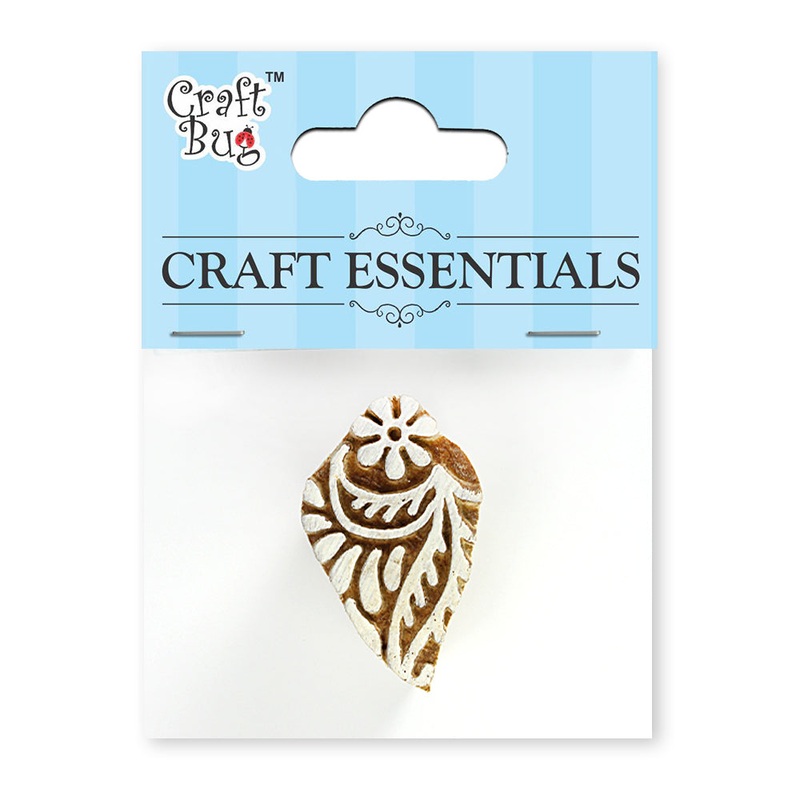 Hand Carved Wooden Printing Block Carved Flourish 40mm X 25mm 1pc