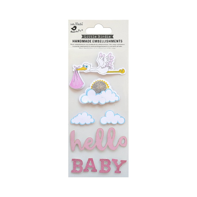 Handmade Stickers Hello Baby Pink 9pc
