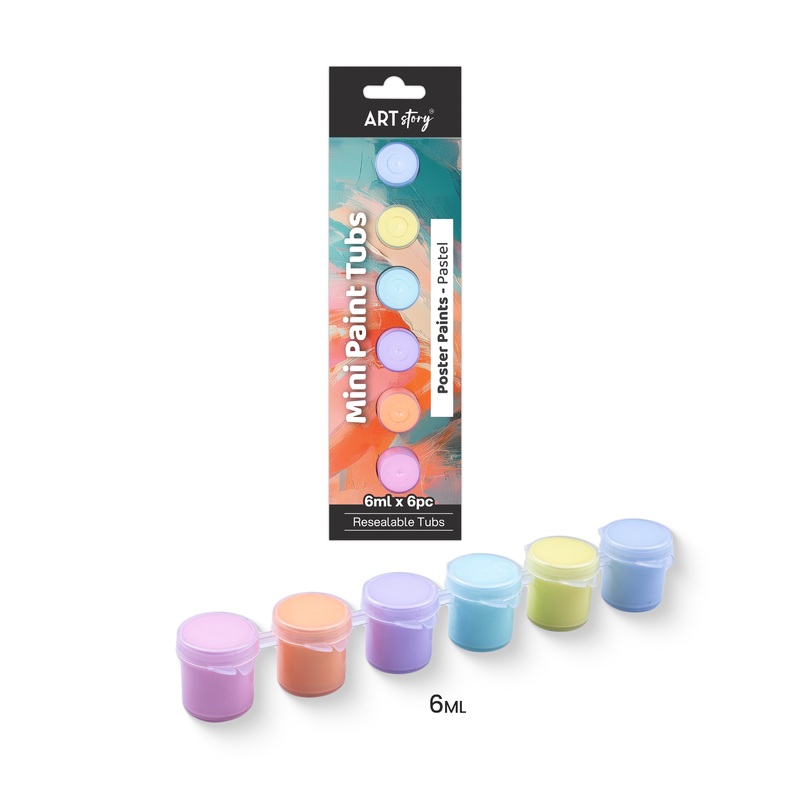 Mini Paint Tubs Poster Paint Pastel 6ml x 6 shades