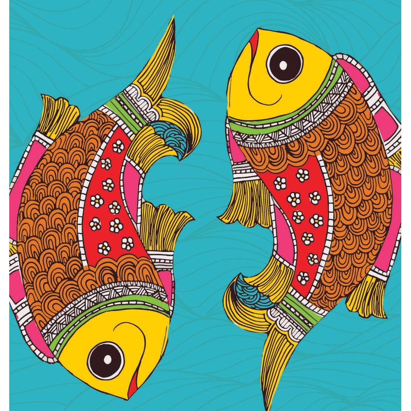 Printed Cardstock |  12 X 12inch |  Fish Duo | 250gsm | 1Sheet