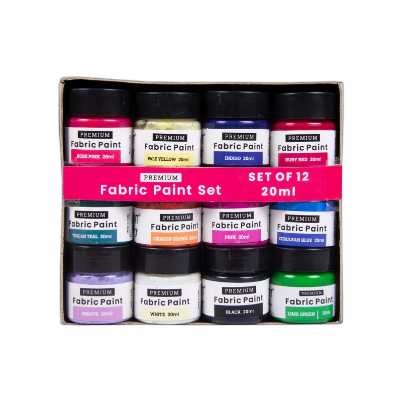 Acrylic Fabric Paint Set 12 colours X 20ml each